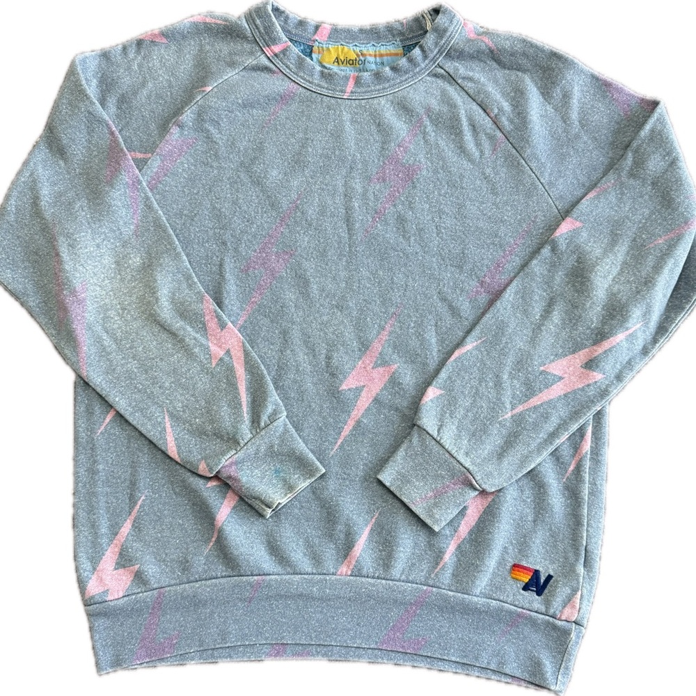 Aviator Nation blue and Pink Crewneck Sweater
